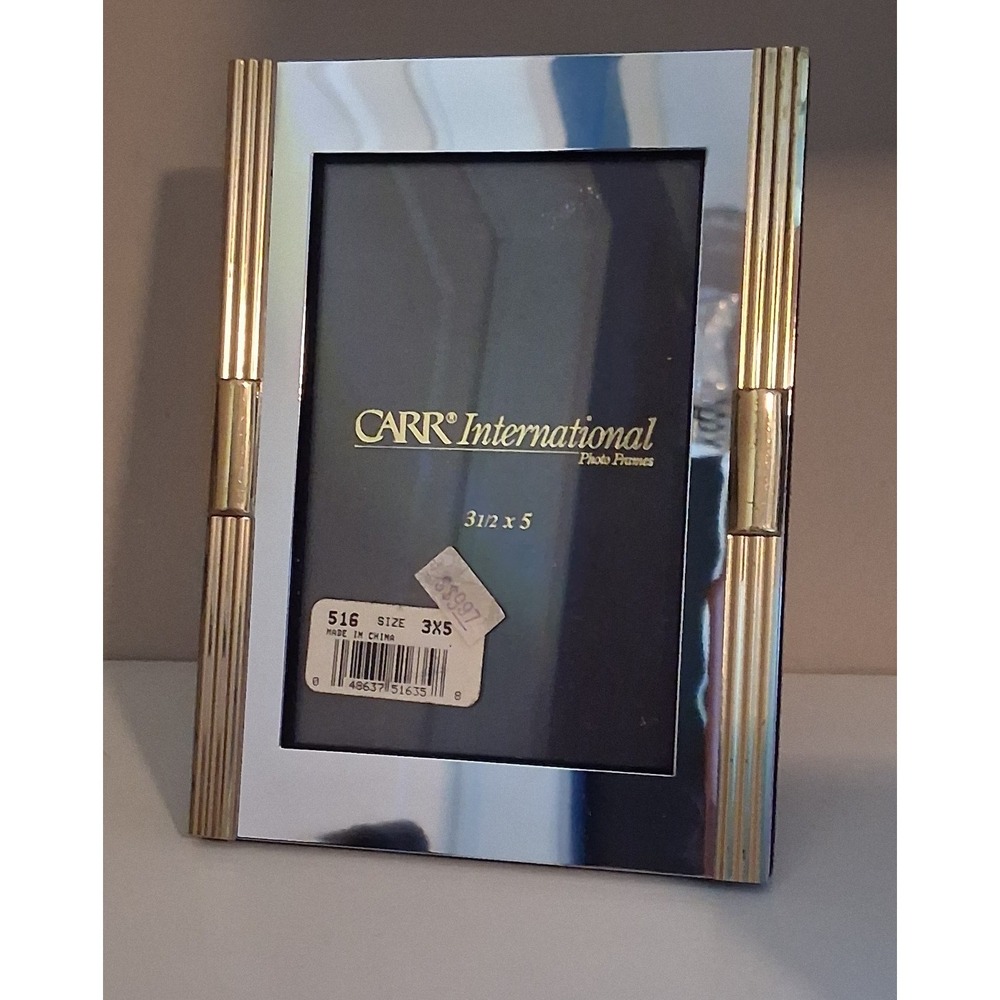 Carr International 3x5 Picture Frame Silver Tone Gold Accent Mixed Metal New